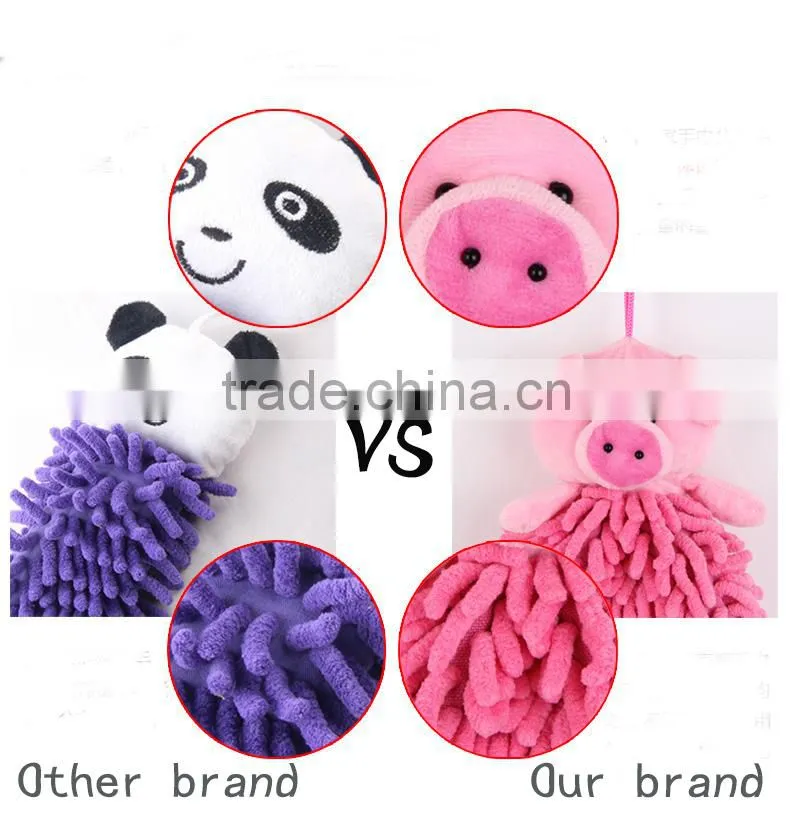 2015 good sale chenille cartoon animal hand towel