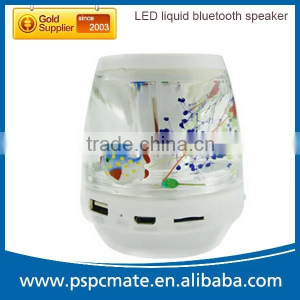 Handfree Stereo Bluetooth Colorful LED Liquid Speaker Support TF Card