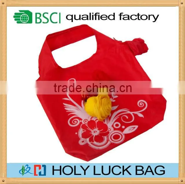 2015 promotional cheap foldable polyester shopping bag with logo