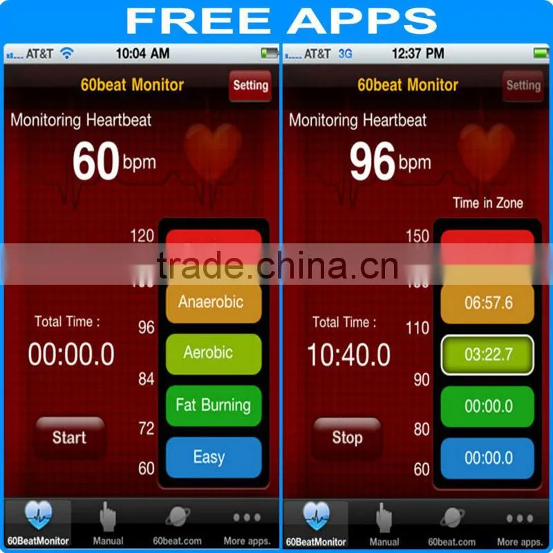 iPhone 4S 5 iPad Chest Strap Sport Calorie Free Apps Wireless Heart Rate Monitor