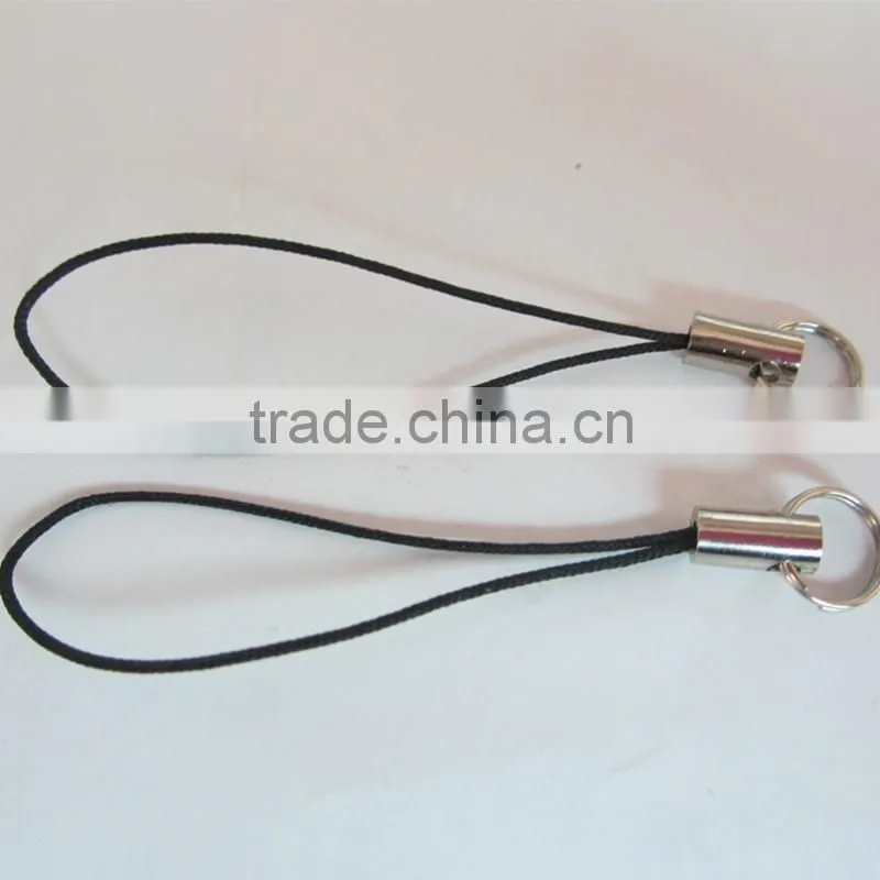 Fashionable 60mm Black Cellphone Strap With Small Ring For Wholesale