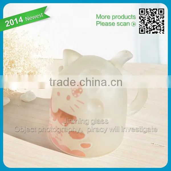 Cat Shape Cartoon Glass Mug Children Favor Milk Glass Cup Safety Handle Cat Cartoon Mug