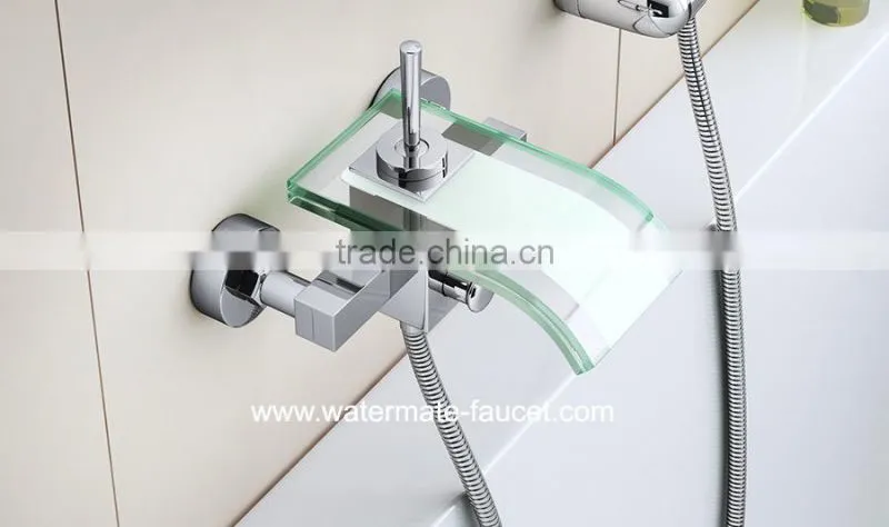 EINHEBEL DELUXE GLAS WANNEN ARMATUR MASSIV BADEWANNE WASSERFALL WASSERHAHN