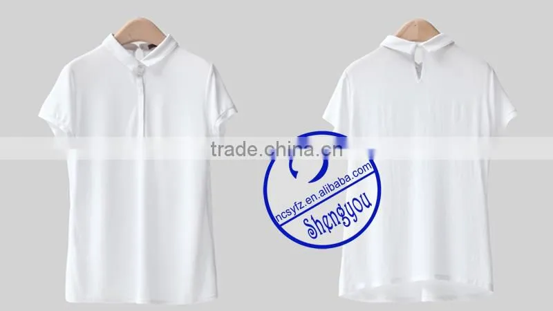 wholesale 100 cotton plain white polo t shirt for women