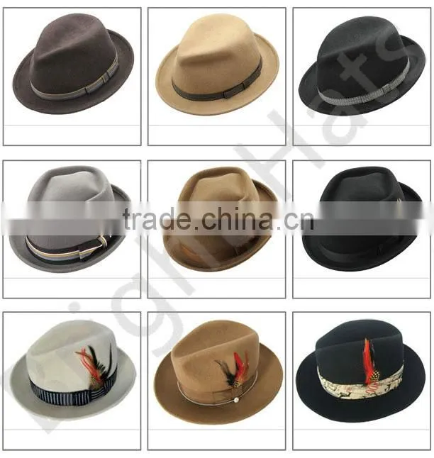 100% Wool Felt Hat Fashion Custom Wool Felt Fedora Hat