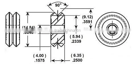 SW0 2RS 4mm bore 9Cr18Mo(440C) Stainless Steel Dual V Guide Wheel Stainless Double Row Angular Contact Ball Bearings