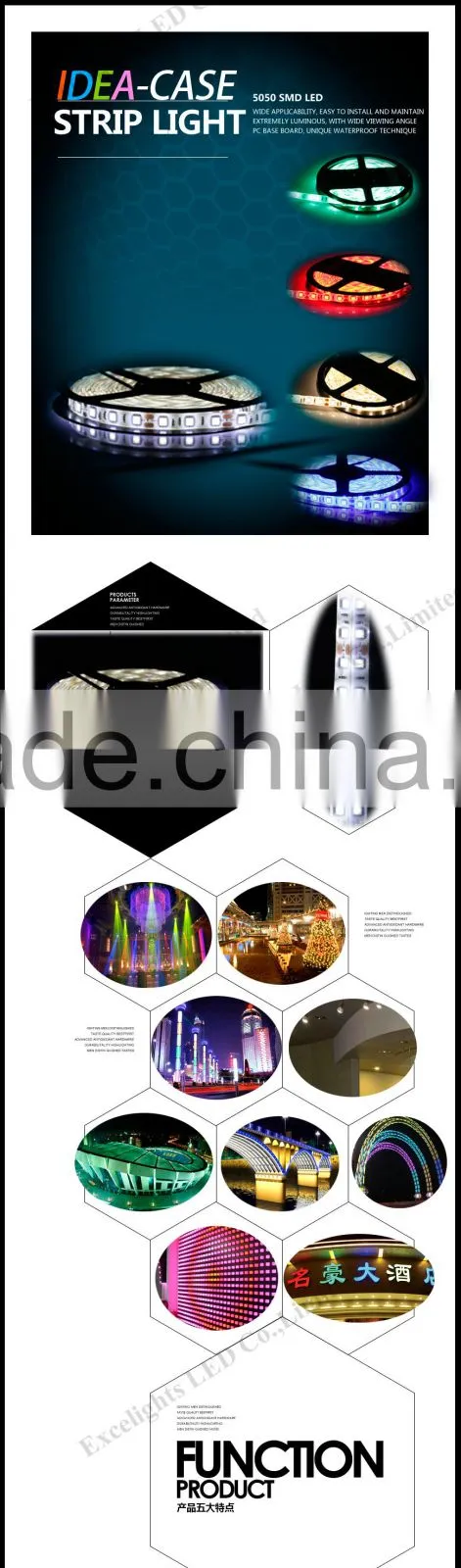 China Factory Directly Sales 60leds/m 5050 flexible led strip light