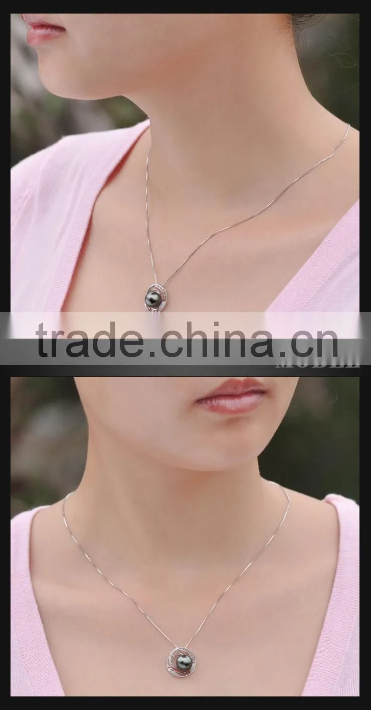 2016 fine jewelry 9--10mm tahitian black pearl necklace pendant