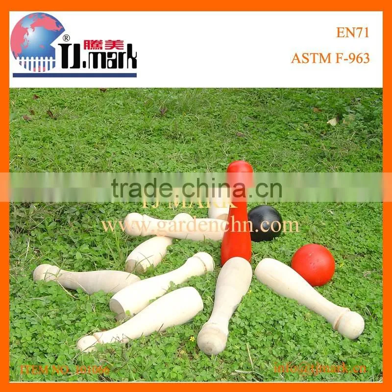 Hot sale 12pcs wooden skittles Bowling set garden game toy