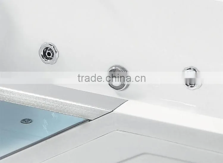2016 freestanding glass apron jet water spa surf tub whirlpool bathtub
