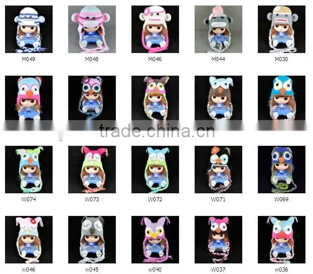 cute baby crochet beanie animal ears monkey knitted hats