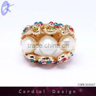 new hot sale wholesale fashion rhinestone pearl cheap ring