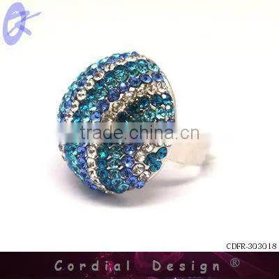 2013 hot sale wholesale colour rhinestone fashion hemispherical ring