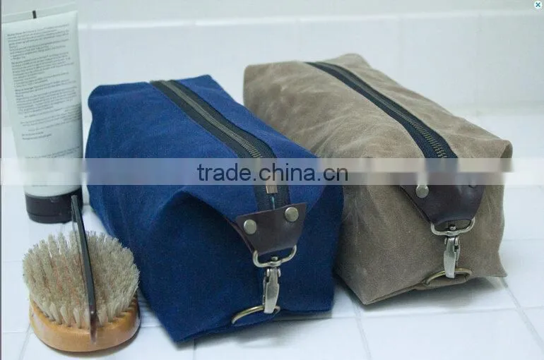 High quality and personalized large size mens waxed canvas dopp kit