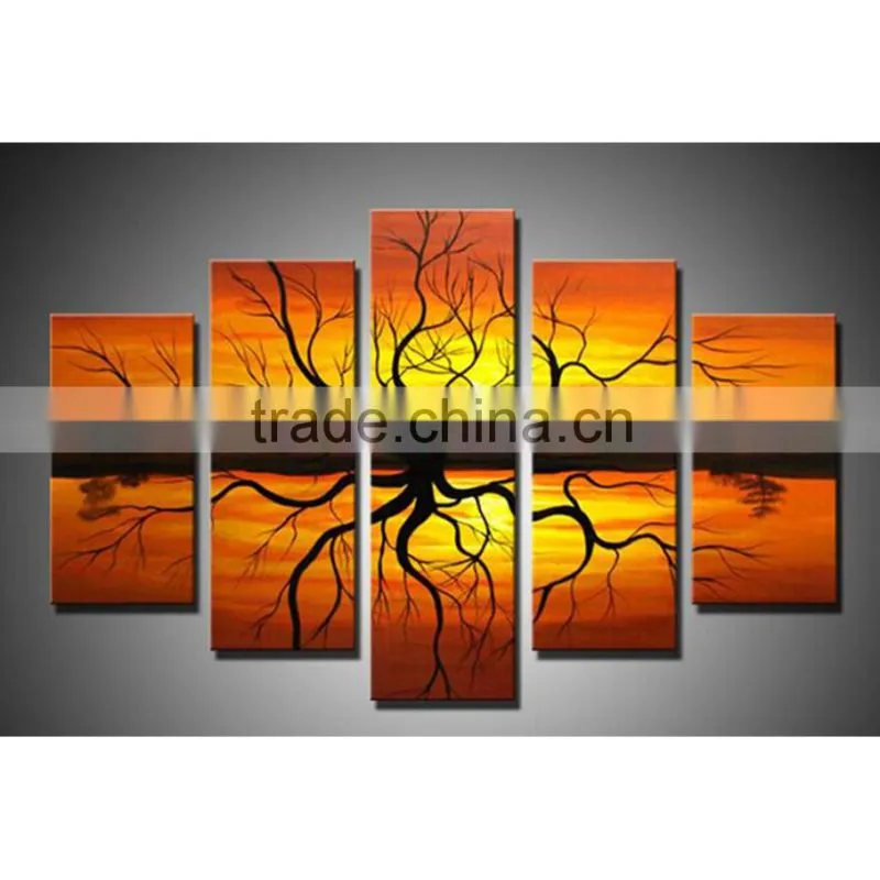 Shu1827 handmade african elephant design group oil painting