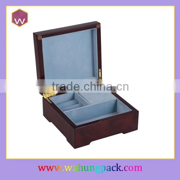 Square wooden music case for gift packing jewelry hand cranked music box
