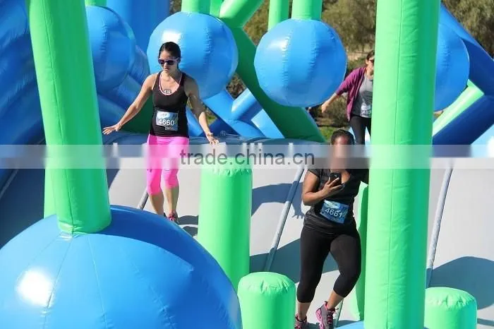 Blue adult inflatable obstacle course inflatable wrecking ball