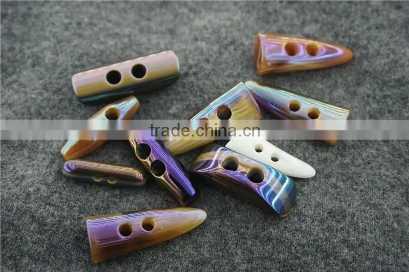 SPECIAL PLATING COLORFUL RESIN TOGGLE BUTTON FOR GARMENT ACCESSORIES