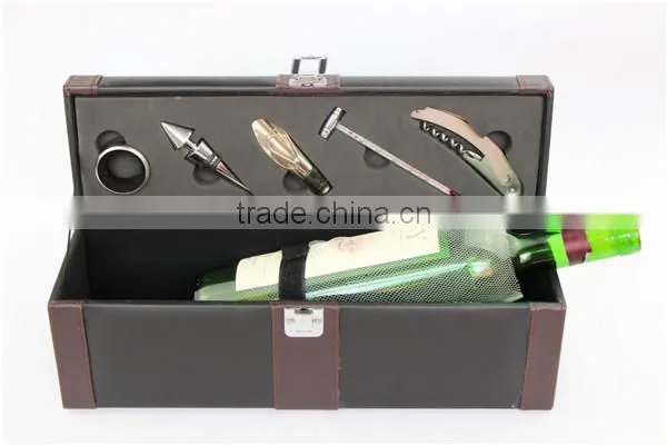 luxury leather box wine set made in china