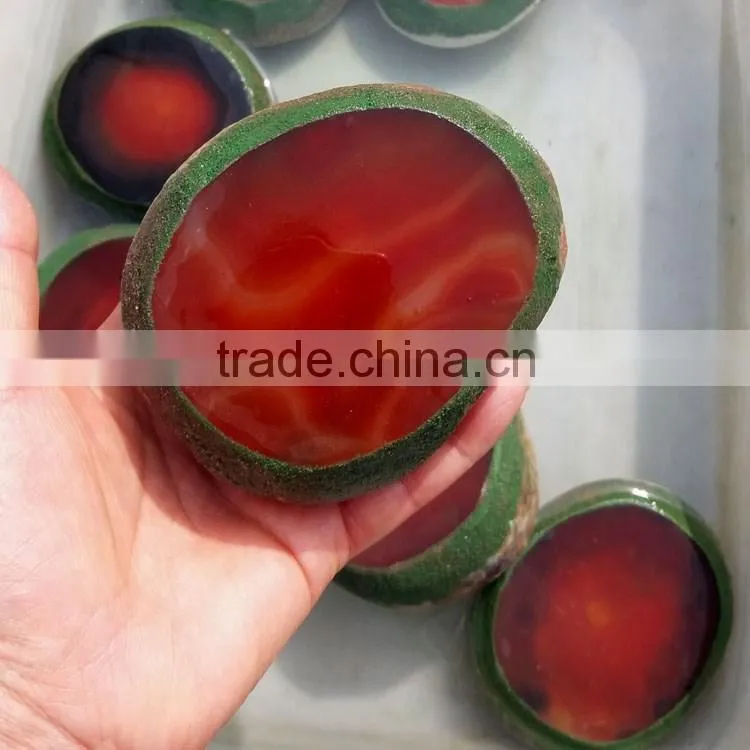 beautiful natural Amazing water bile agate geode with native water inside red agate stone