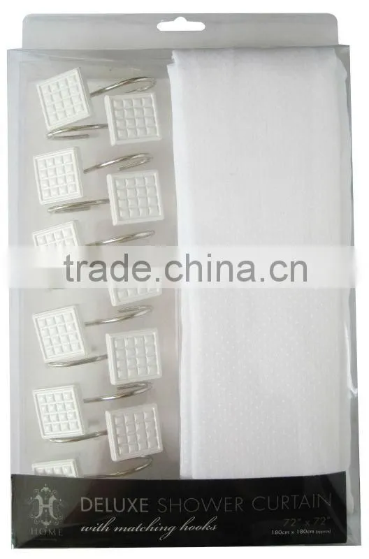 plant design polyester shower curtain with resin hooks