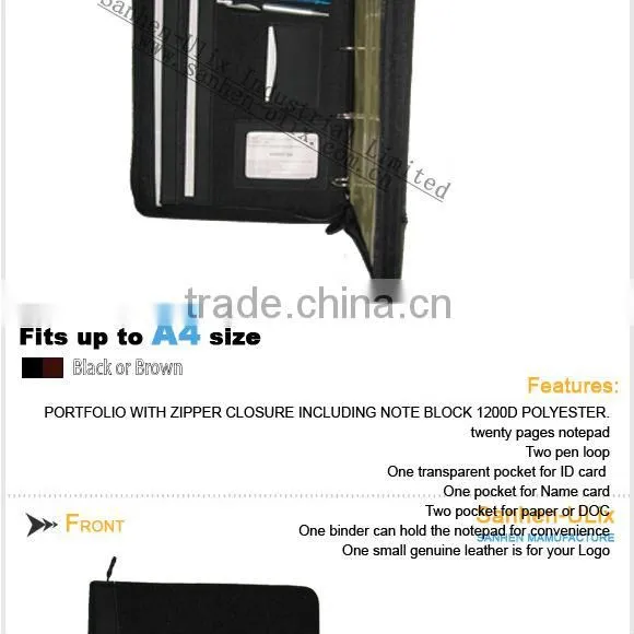 PU A4 ZIPPER PORTFOLIO DELUXE WITH ZIPPER CLOSURE