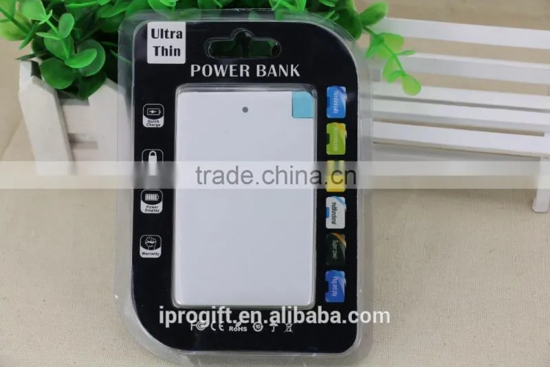 Wholesale promotion item custom logo creadit card universal power bank 2500mah