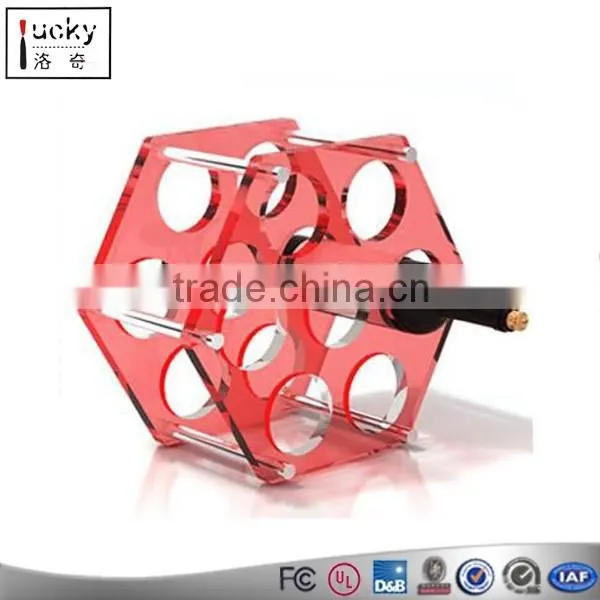 High quality Acrylic 6 bottles Wine Display Stand