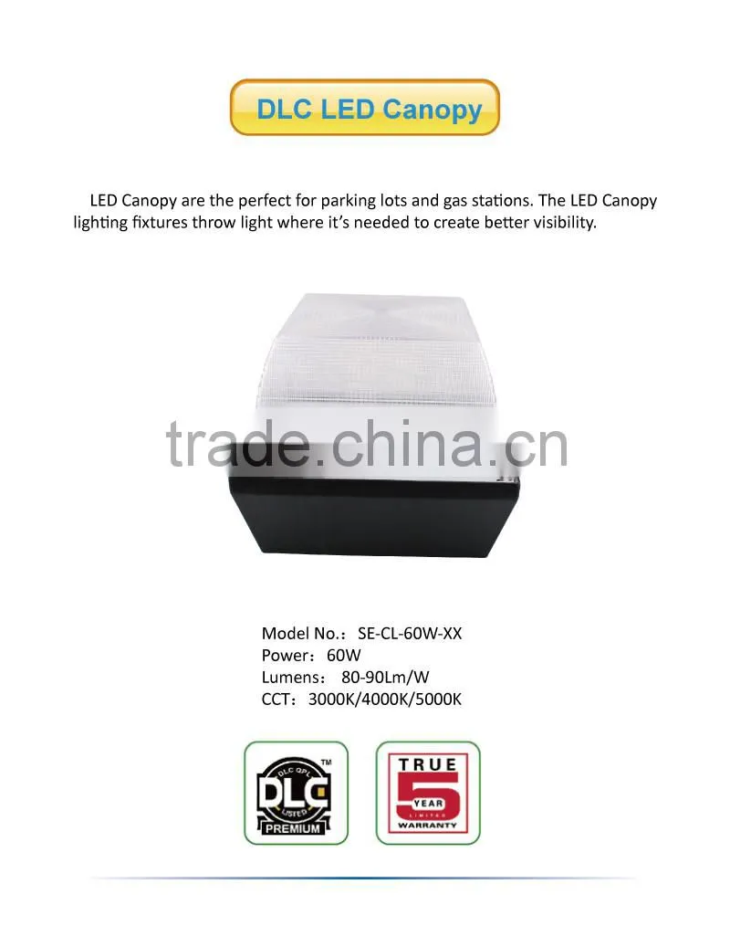 2016 die casting 60w canopy lights with DLC retrofit