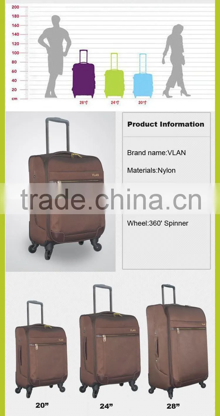 Copy nylon fabric trolley luggage set with cheap price free sample luggage