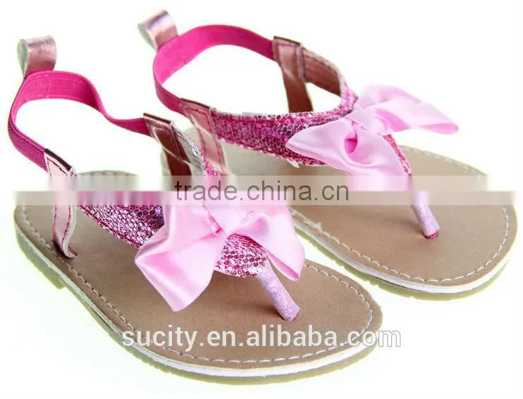 wholesale elegant sexy girls flat rose red sandals with bow