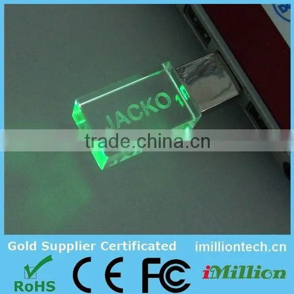 Bulk wholesale custom logo crystal 3d led light usb 3.0 stick