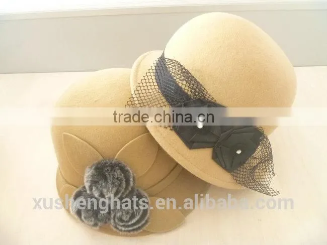 best selling cloche hat with black lace flower