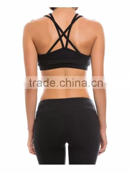 Sexy Multi Layers Sports Wear Top Nylon Spandex Strap Fitness Bra