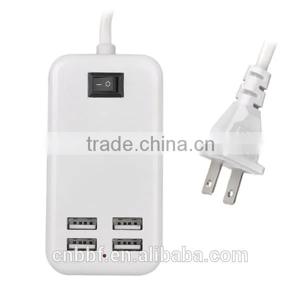 1.5M Desktop 4 Ports USB HUB AC Wall Power Charger Adapter US Plug With Switcher