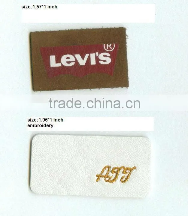fashion embossed and embroidery leather patch
