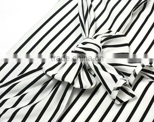 Stylish Ladies Women Sexy High Waist Striped Stretch Bodycon Package Hip Knee Length Skirt