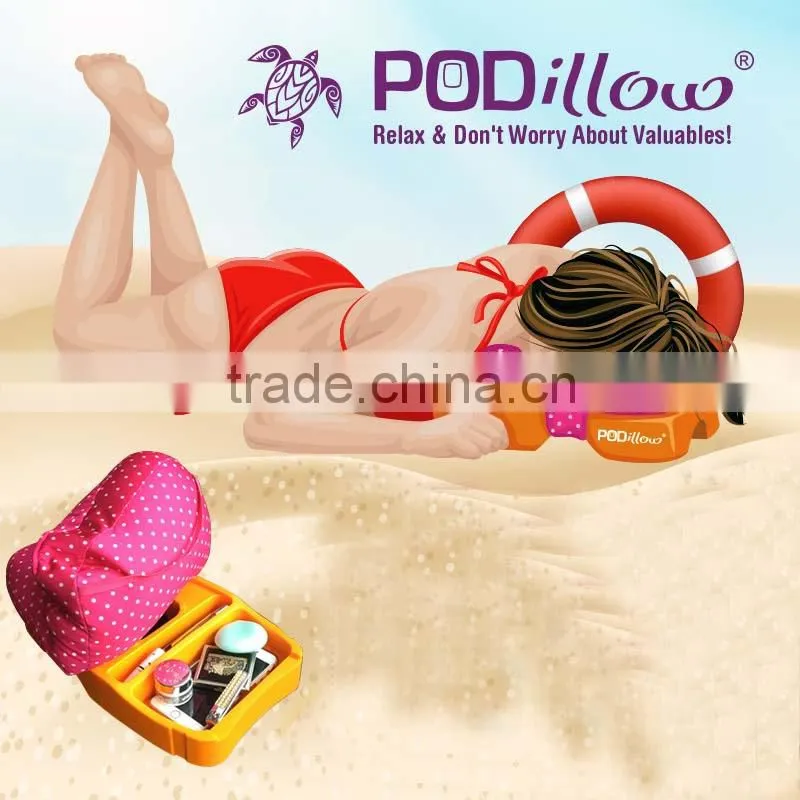 2015 Hot sale 2 in 1 beach sunbath & storage Pillow
