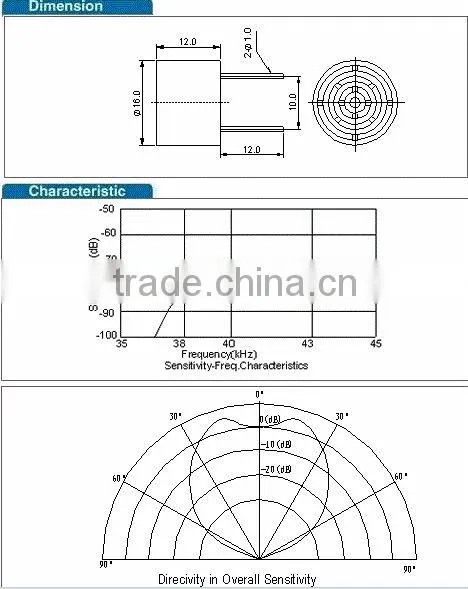 16mm 40KHz cheap ultrasonic sensors(ROHS &ISO)