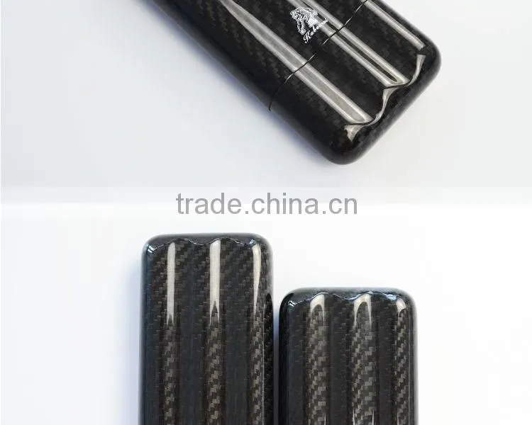 3K twill Carbon Fiber Cigar Case Holder 3 Tube Portable High-end Humidor Gloss Finish Travel Cigar holde