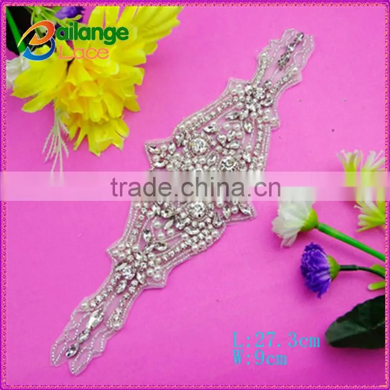2015 fashion Rhinestone flat back silver metal mesh sew on for Bride