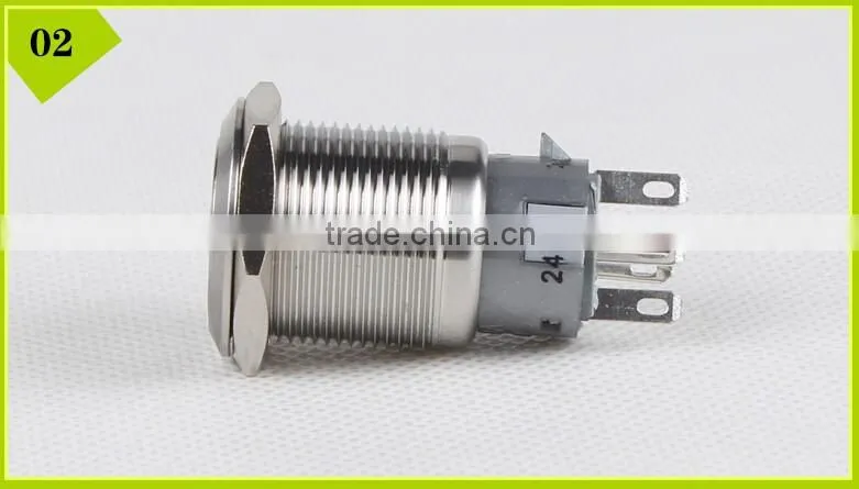 19mm Ring illuminated LED metal push button switch with wire