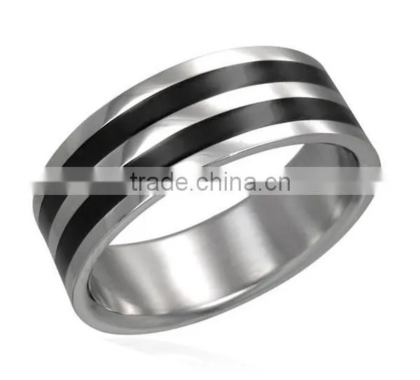 316L stainless steel rings with men's double black resin rings