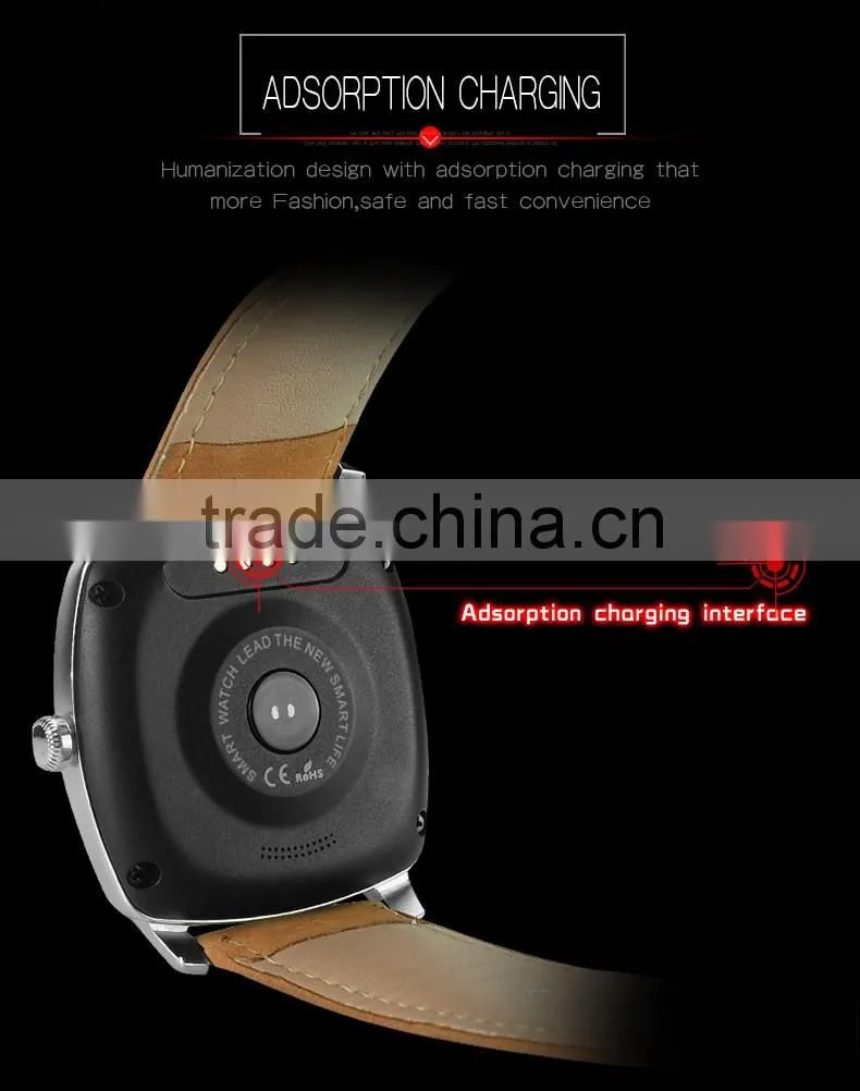 Popular android smart watch DM88 280MAH leather strap watch heart rate monitor watch tracker bluetooth