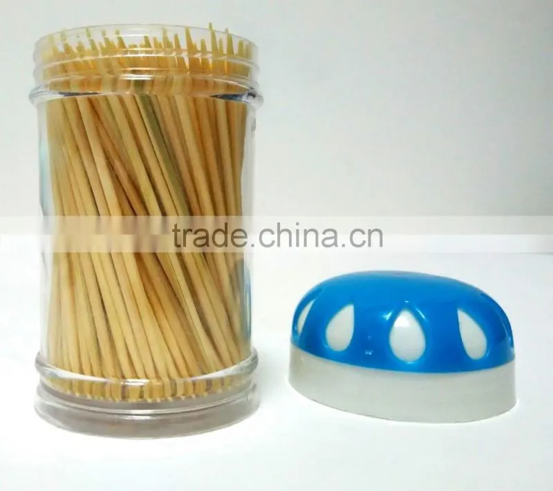 bamboo toothpick with blue cover canister