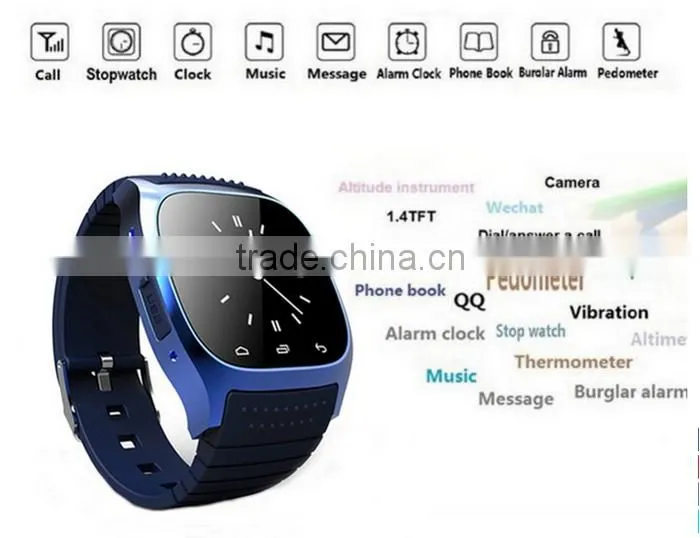 2016 hot waterproof Bluetooth Smartwatch M26 Smart watch for Android IOS