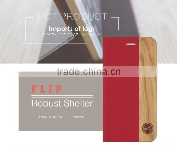 Factory Wood Case For iphone 6s ,Pu Flip Cover Case For iphone 6s