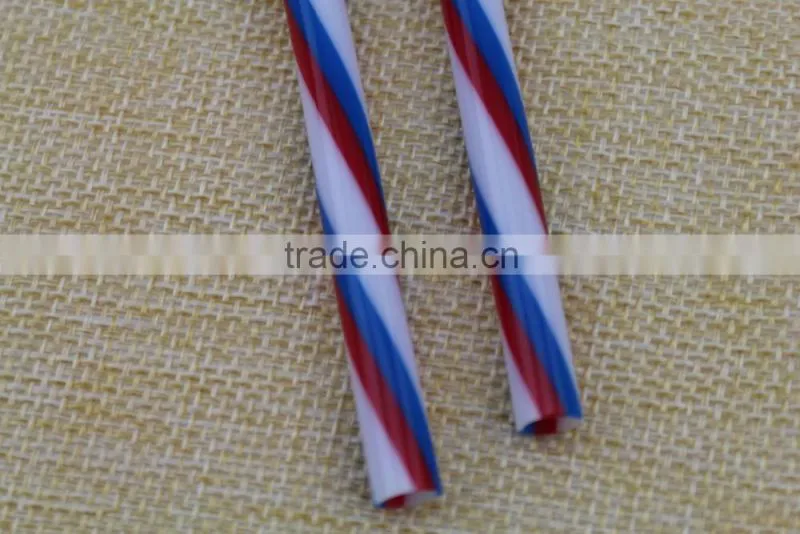 pp drinking straw with three colors spiral