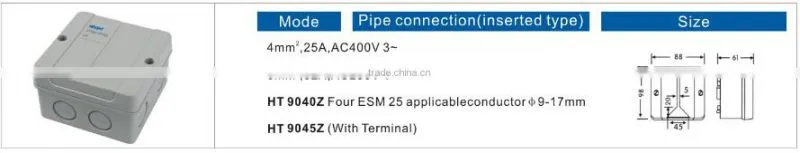 Electric PVC Junction Boxes ABS PVC Plastic Terminal Sealed Connecting Cable Junction box Made in China