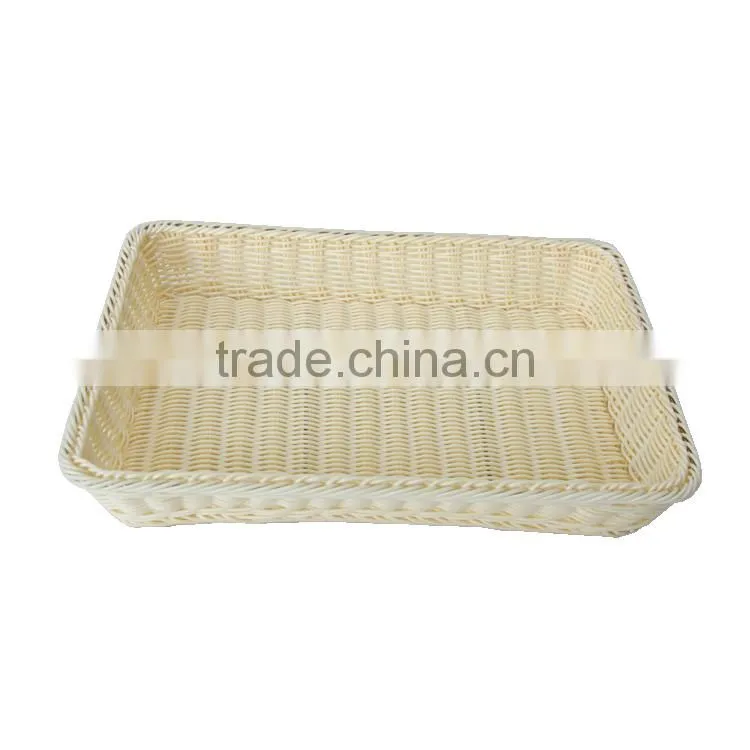 Rectangular rattan woven table storage baskets for food display